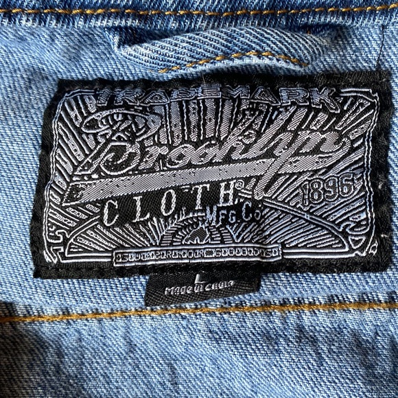 Brooklyn Clothing multi color jean jacket. Size large. - Picture 2 of 3